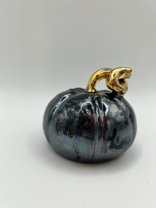 Pumpkin #2 - Small Black, Gold & Mother of Pearl