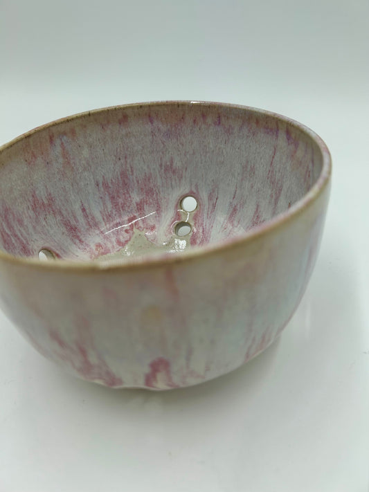 Berry Bowl – Rustic Colander & Fruit Strainer with Reactive Glaze - Raspberry 2