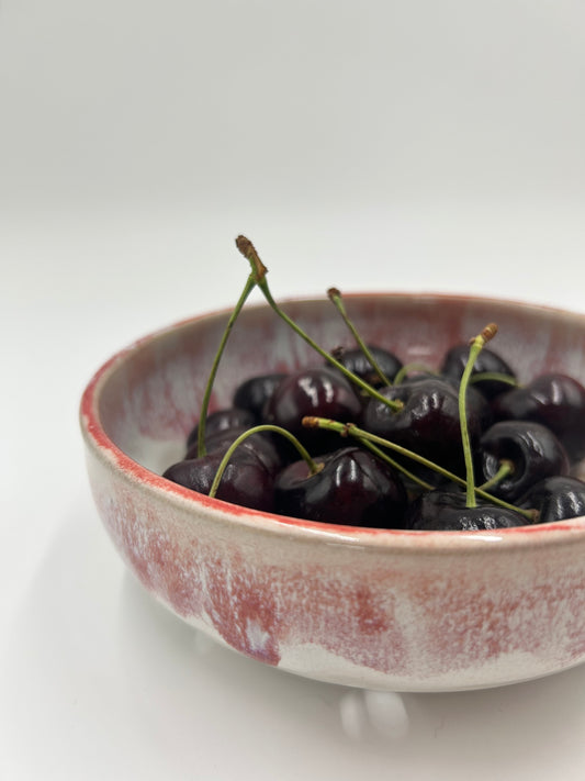Wide Berry Bowl – Rustic Colander & Fruit Strainer with Reactive Glaze - Plum