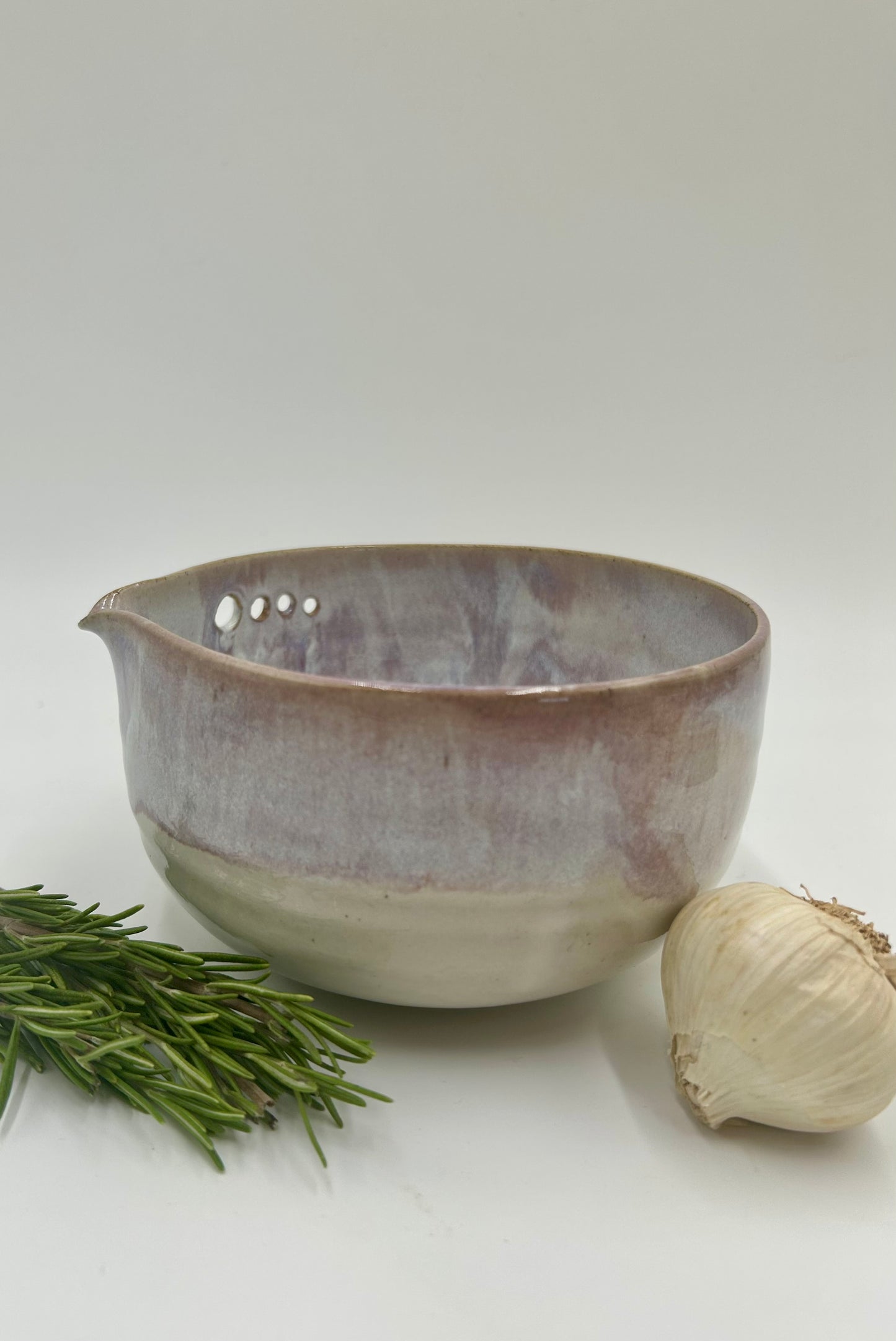 Prep + Marinade Bowl with Herb Stripper, Garlic Grater - Lavender
