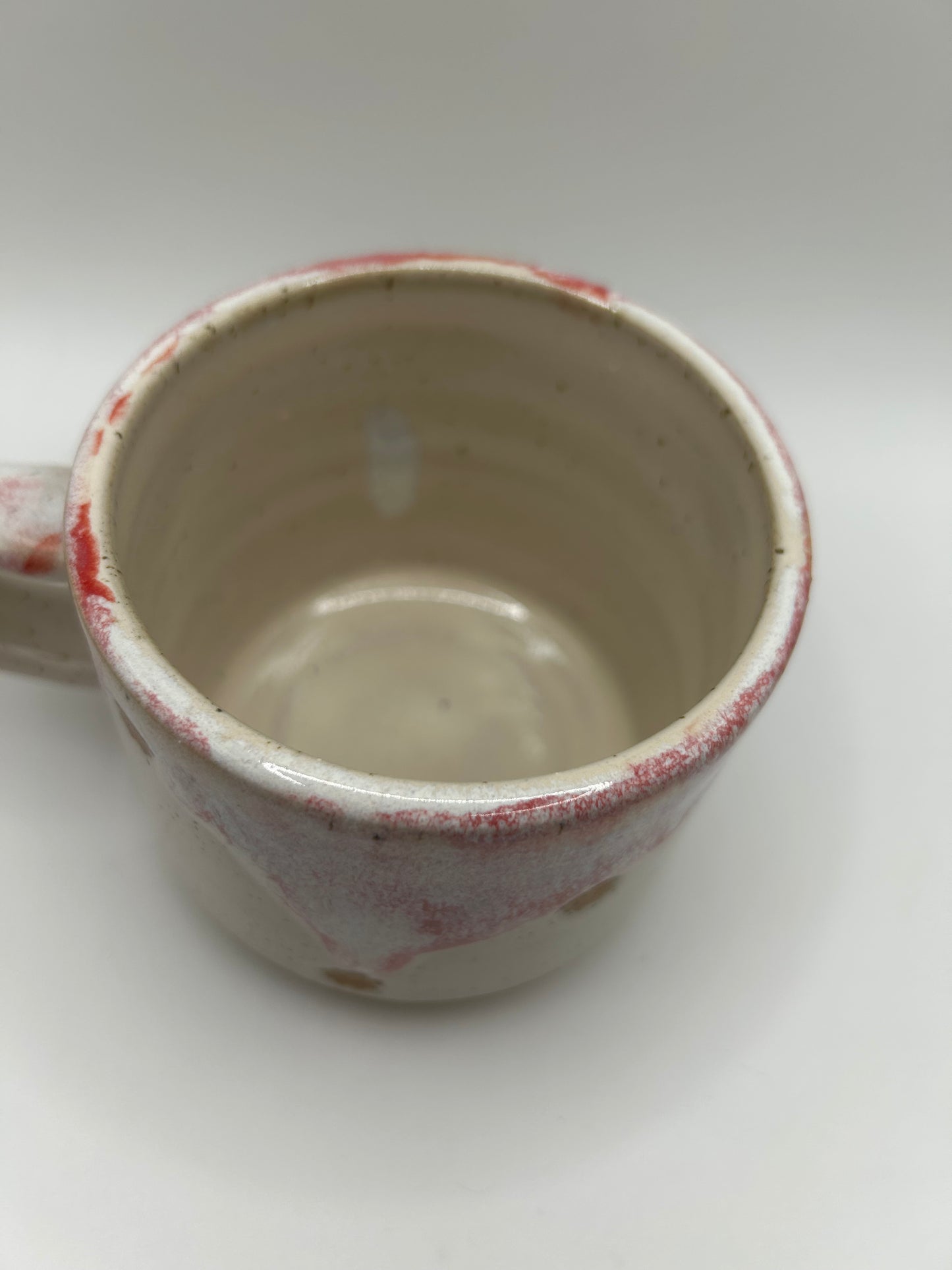 Medium Mug - Reactive Glaze - Raspberry Flower Polka Dots