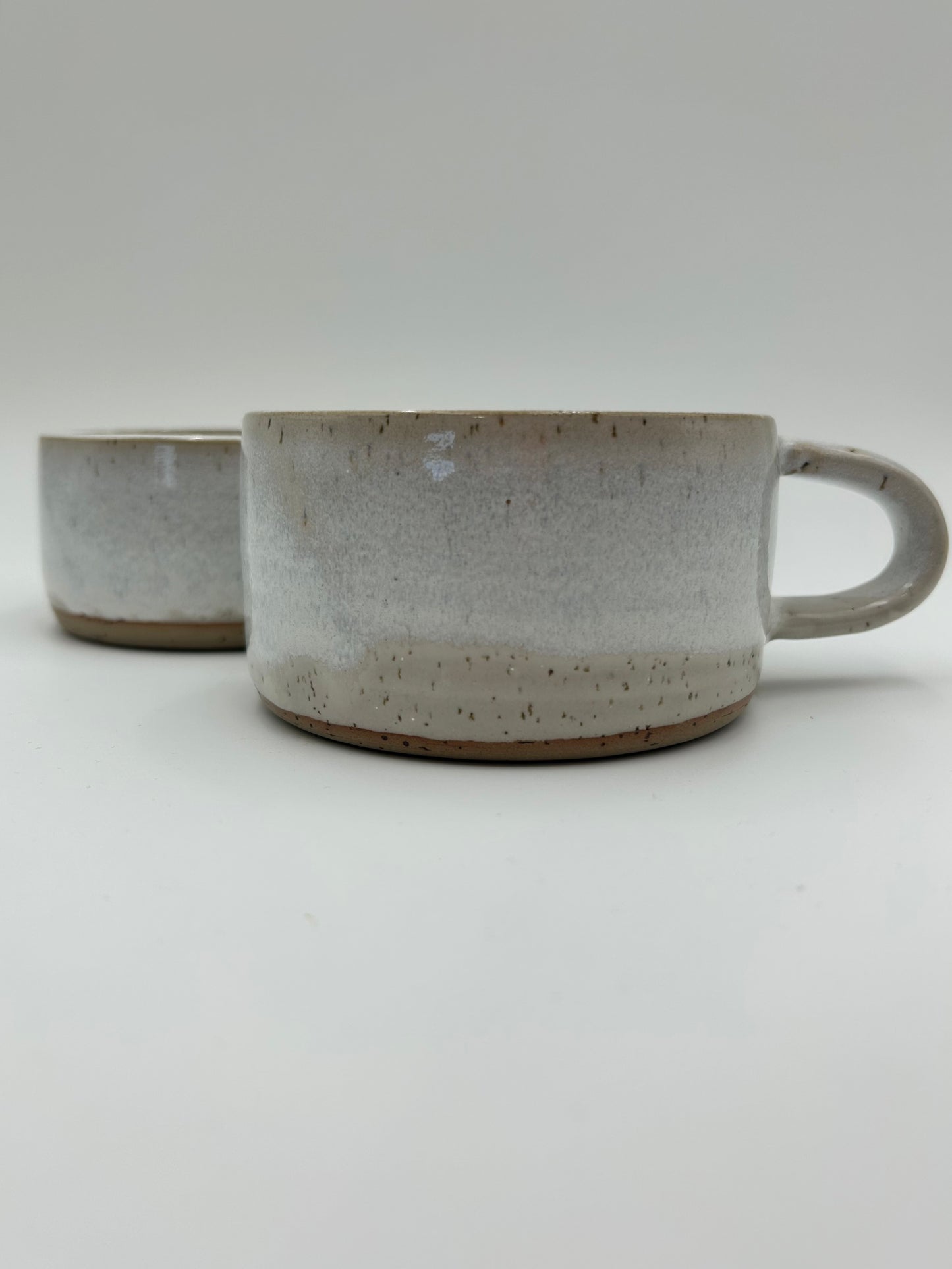 Flat White Mug - Low and Wide Stoneware Mug - Various Colours