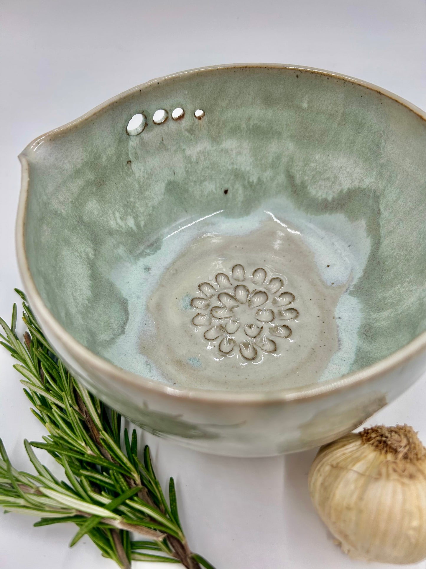 Prep + Marinade Bowl with Herb Stripper, Garlic Grater - Sage