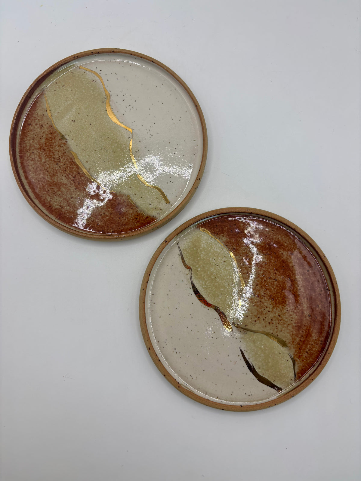Set of Two Coasters - Umber and Gold
