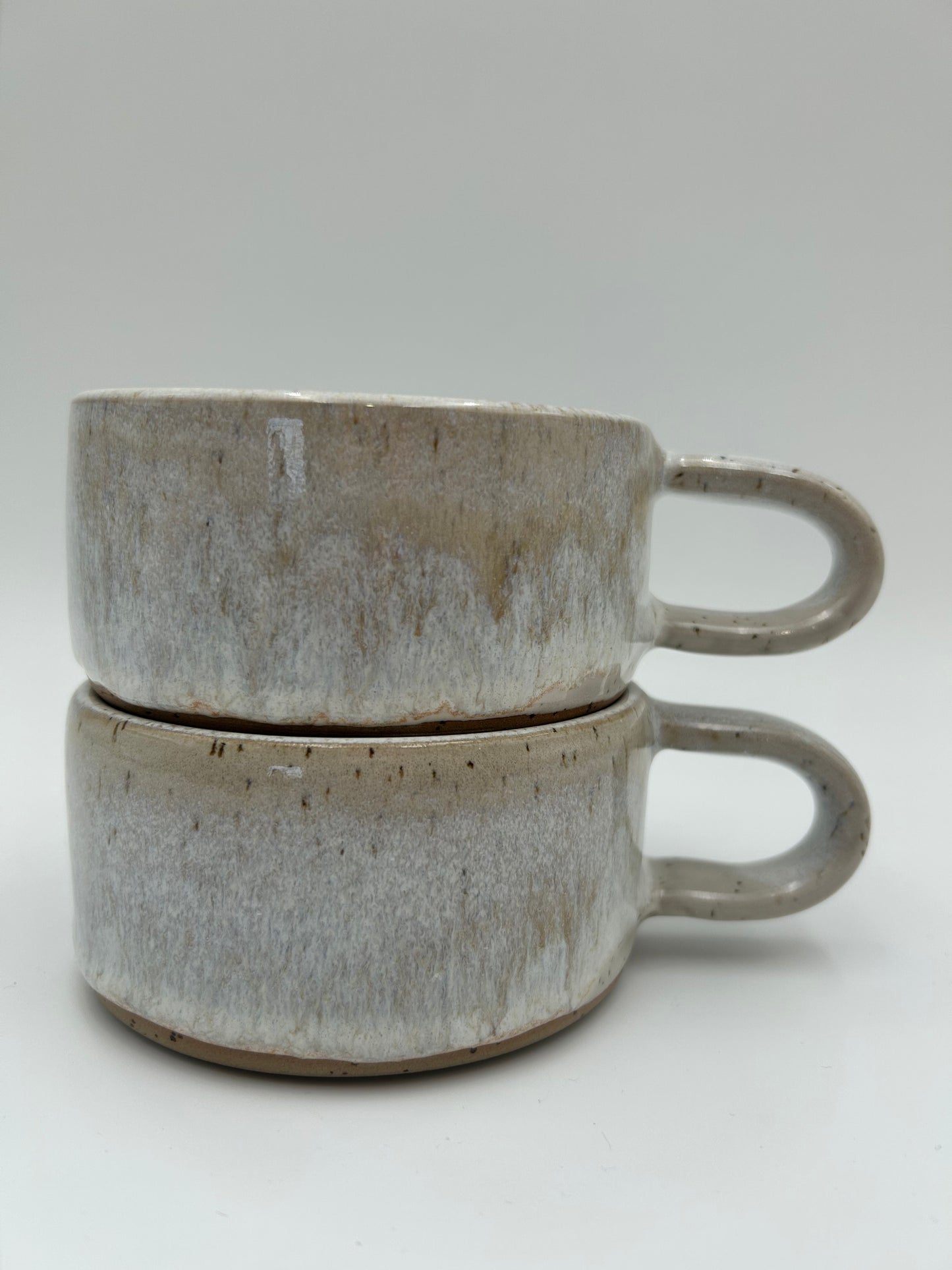 Flat White Mug - Low and Wide Stoneware Mug - Various Colours