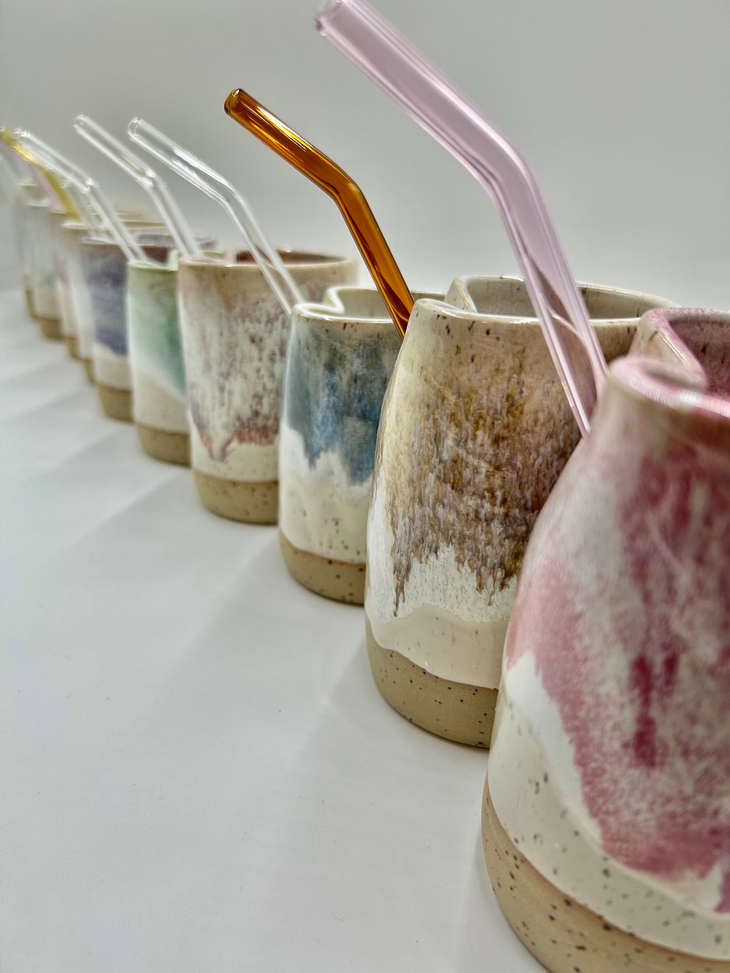 Cup with Straw Hole + Glass Straw - Sage
