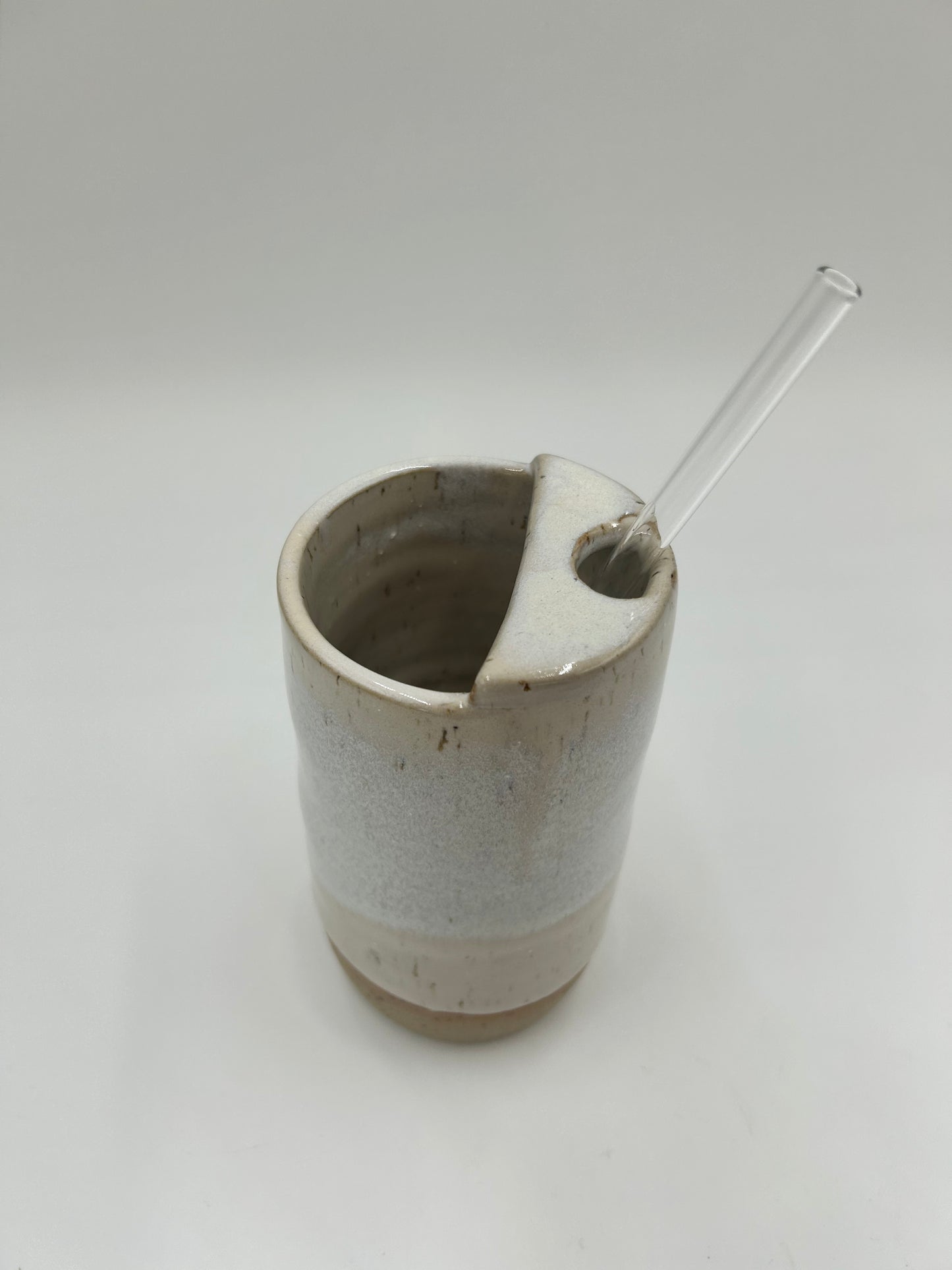 Travel Cup with Straw Top + Glass Straw - Ivory