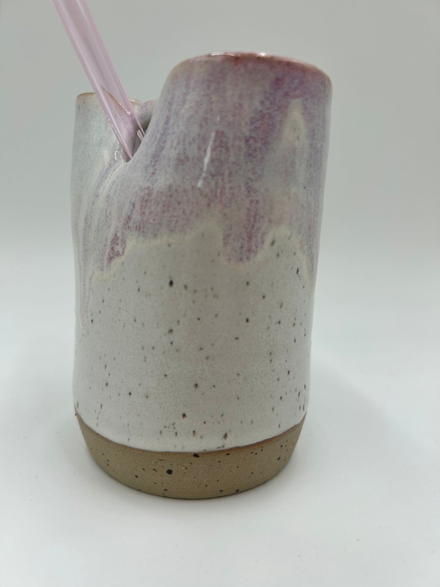 Cup with Straw Hole + Glass Straw - Pink 1