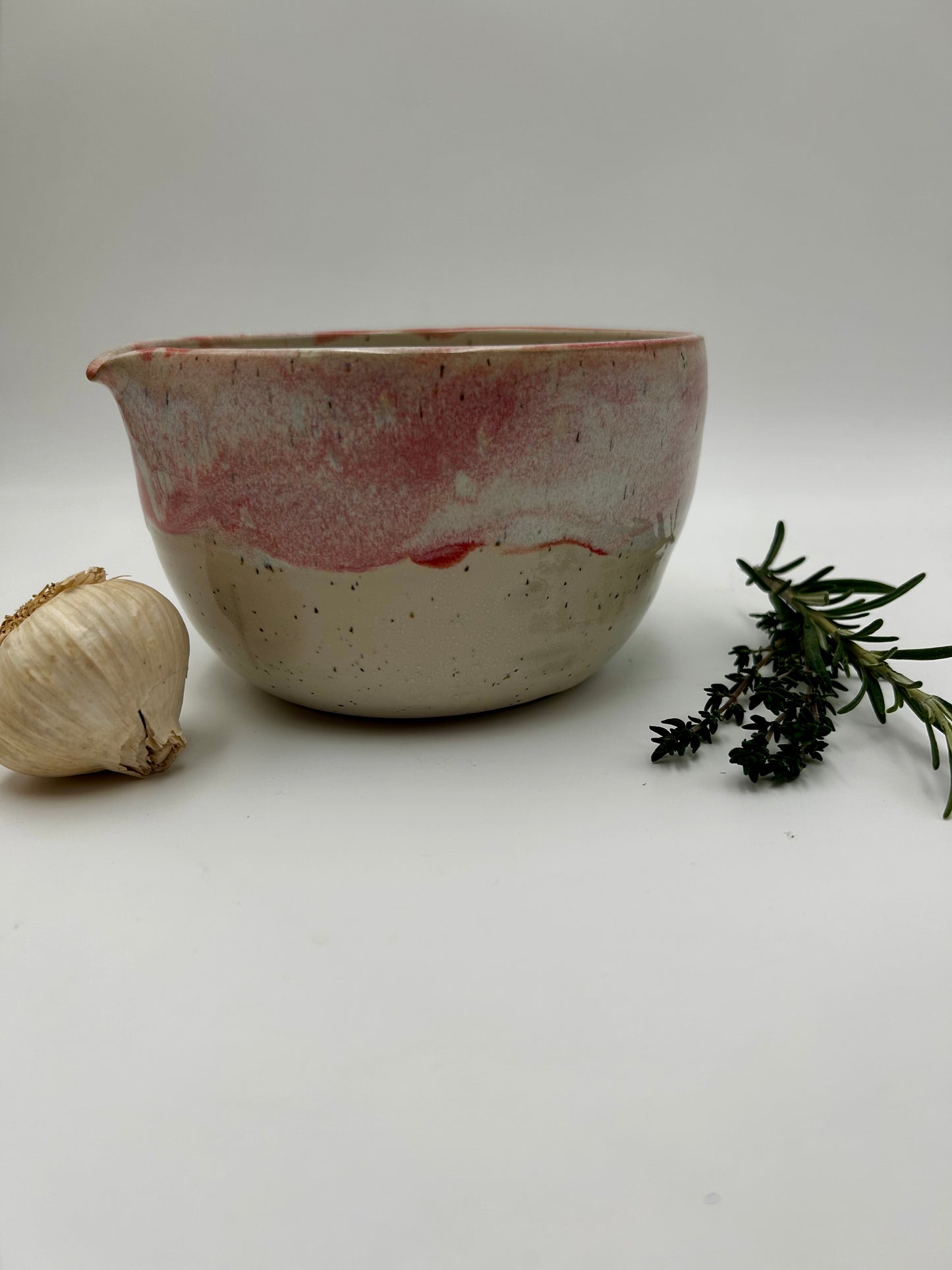 Prep + Marinade Bowl with Herb Stripper, Garlic Grater - Rose Pink