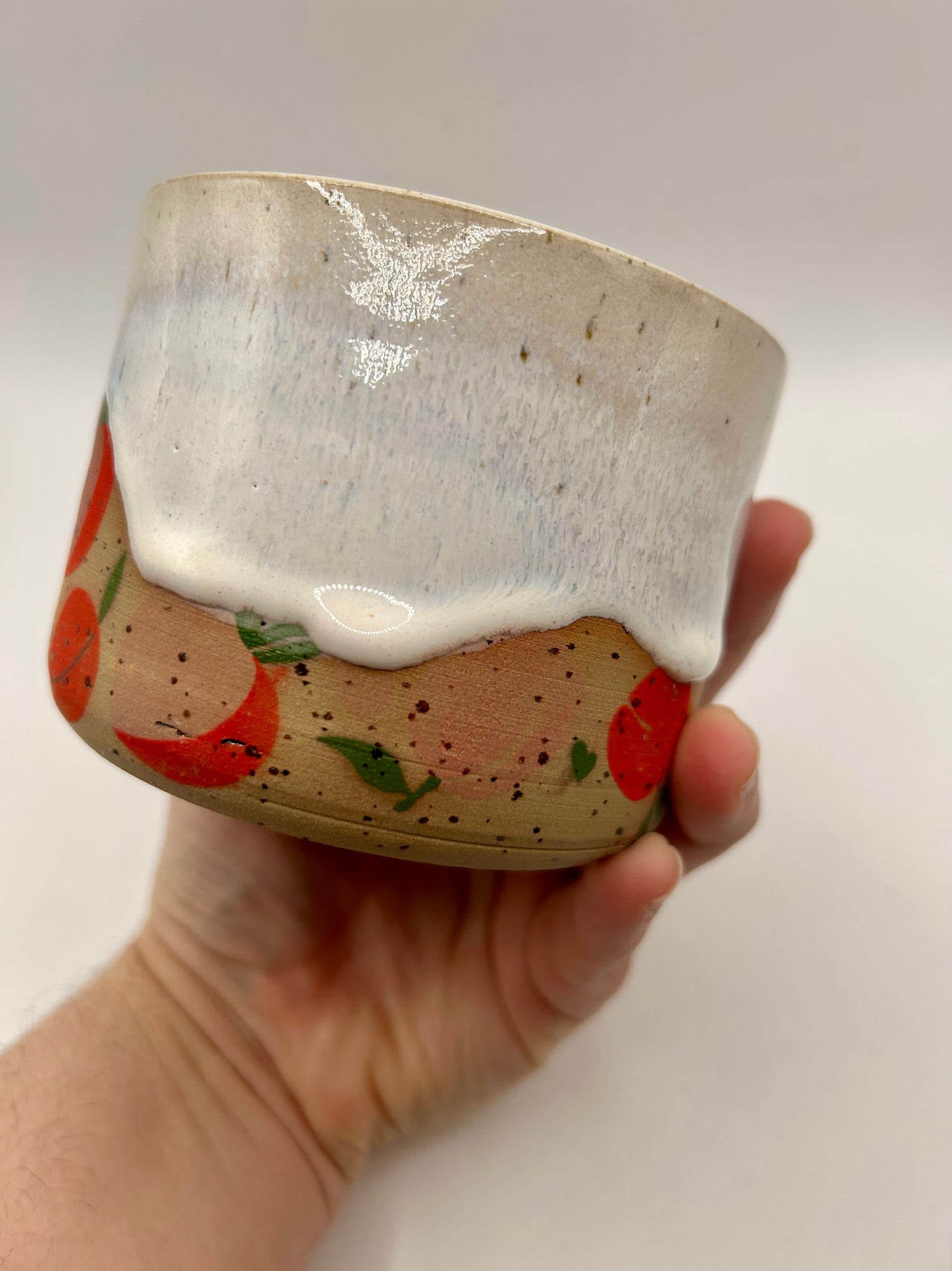 Fruity Handle Less Mug - Peaches and Cream