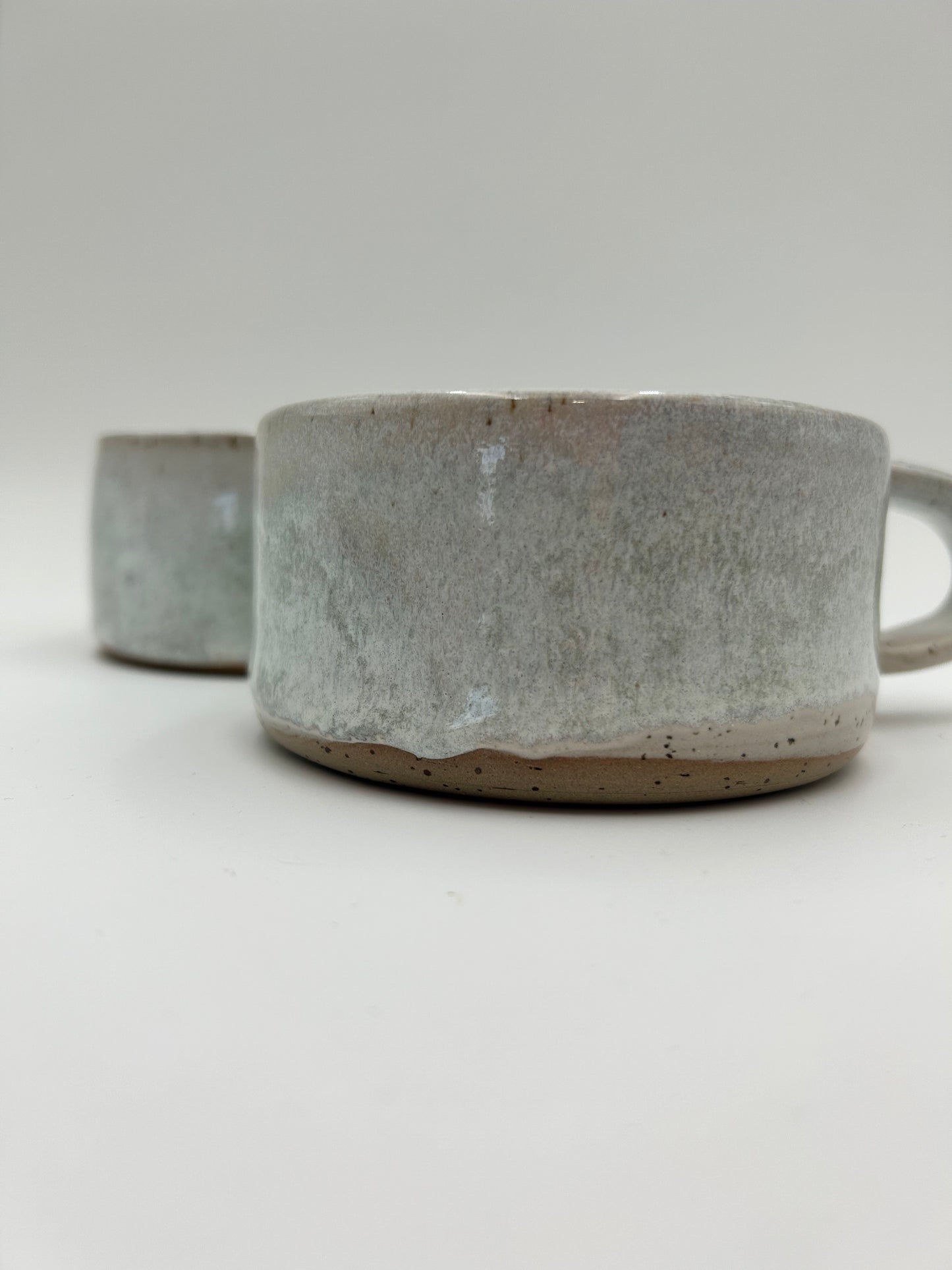 Flat White Mug - Low and Wide Stoneware Mug - Various Colours