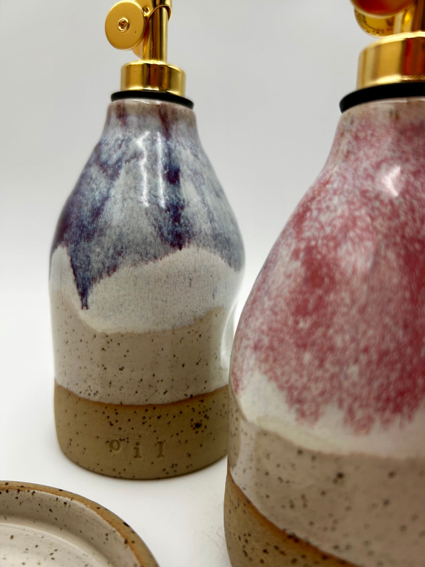 Oil & Vinegar Pourer with Dish Set - Merlot & Raspberry