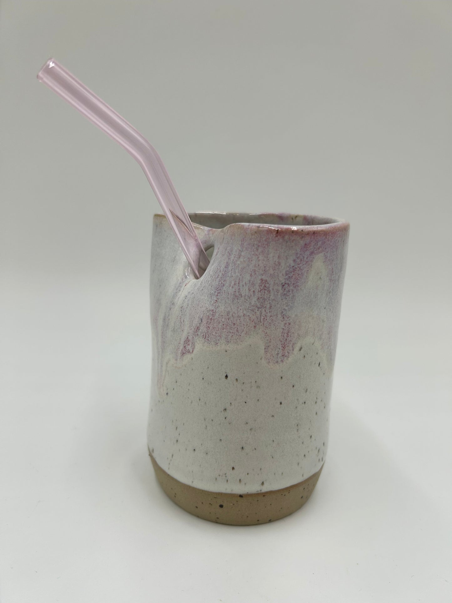 Cup with Straw Hole + Glass Straw - Pink 1