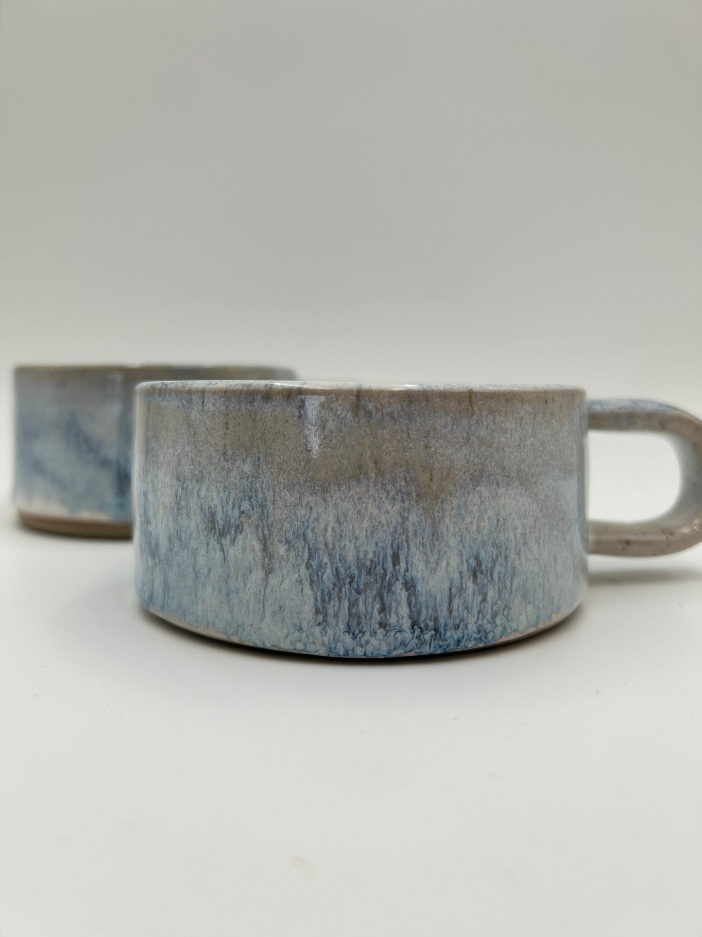 Flat White Mug - Low and Wide Stoneware Mug - Various Colours