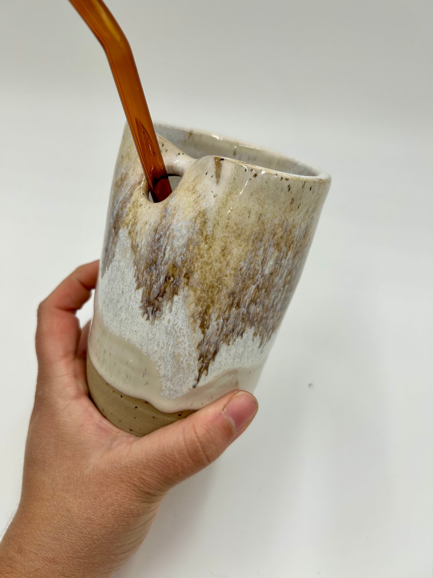 Cup with Straw Hole + Glass Straw - Iron