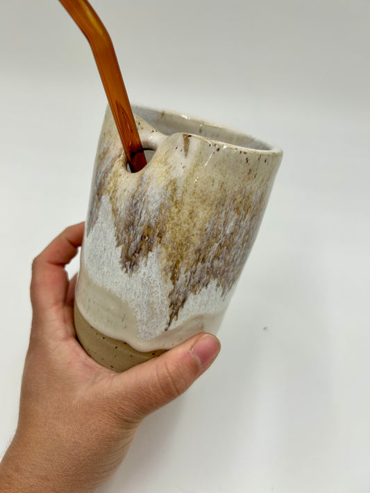 Cup with Straw Hole + Glass Straw - Iron