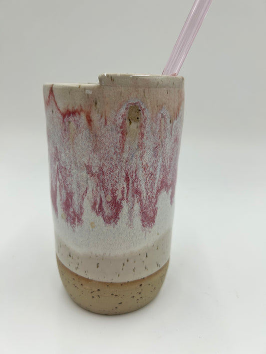 SECOND Travel Cup with Straw Top + Glass Straw - Raspberry