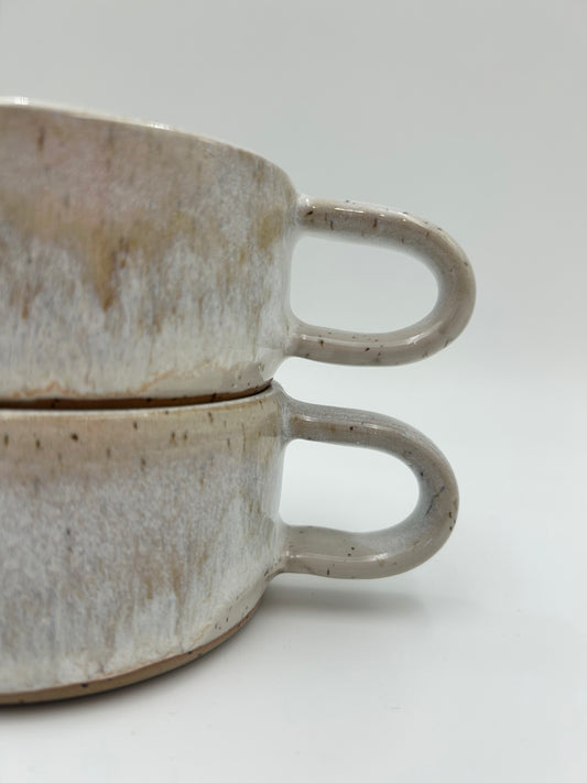 Flat White Mug - Low and Wide Stoneware Mug - Various Colours