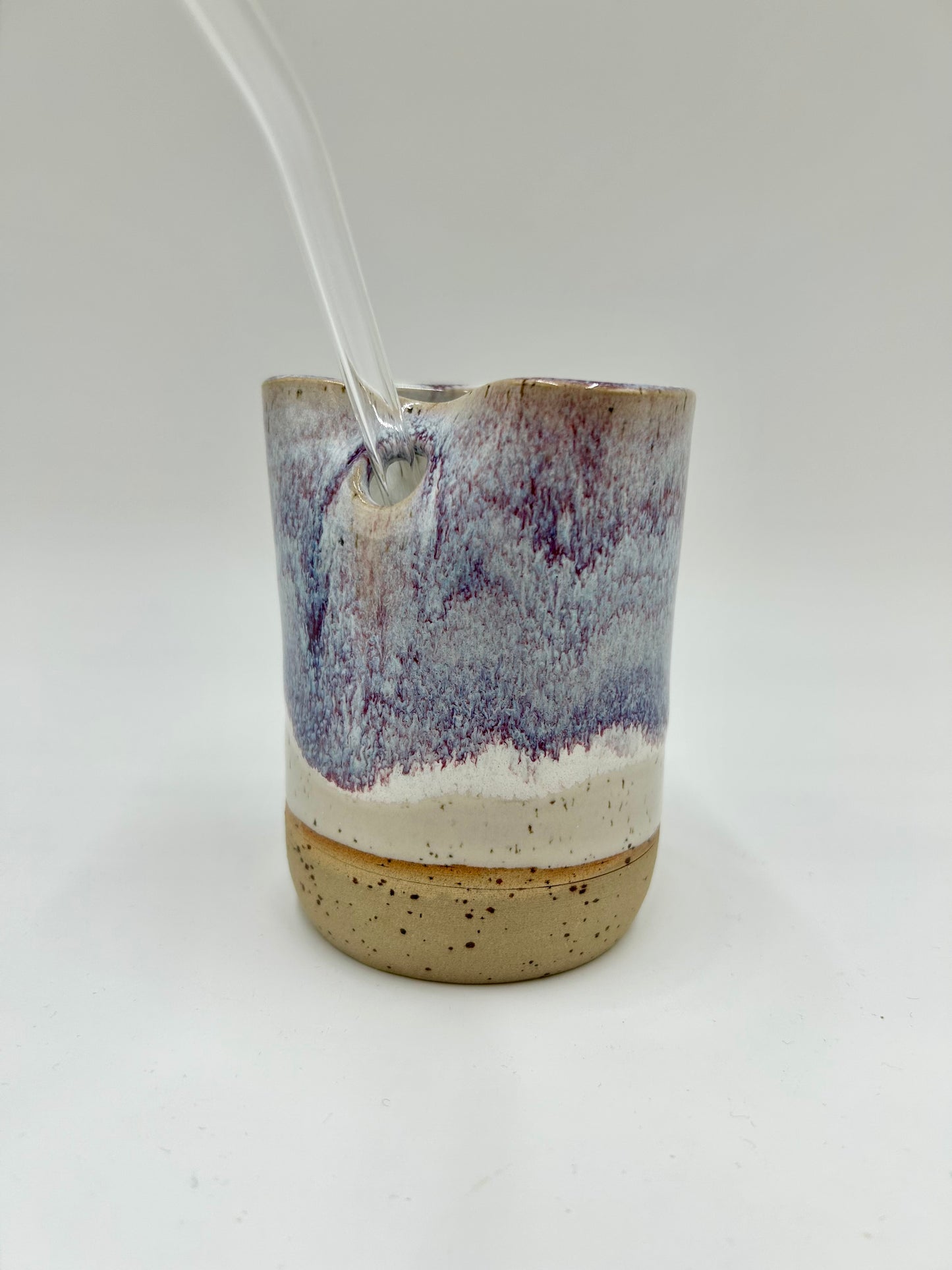 Cup with Straw Hole + Glass Straw - Merlot