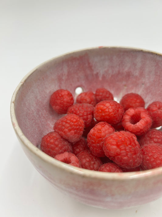 Berry Bowl – Rustic Colander & Fruit Strainer with Reactive Glaze - Raspberry