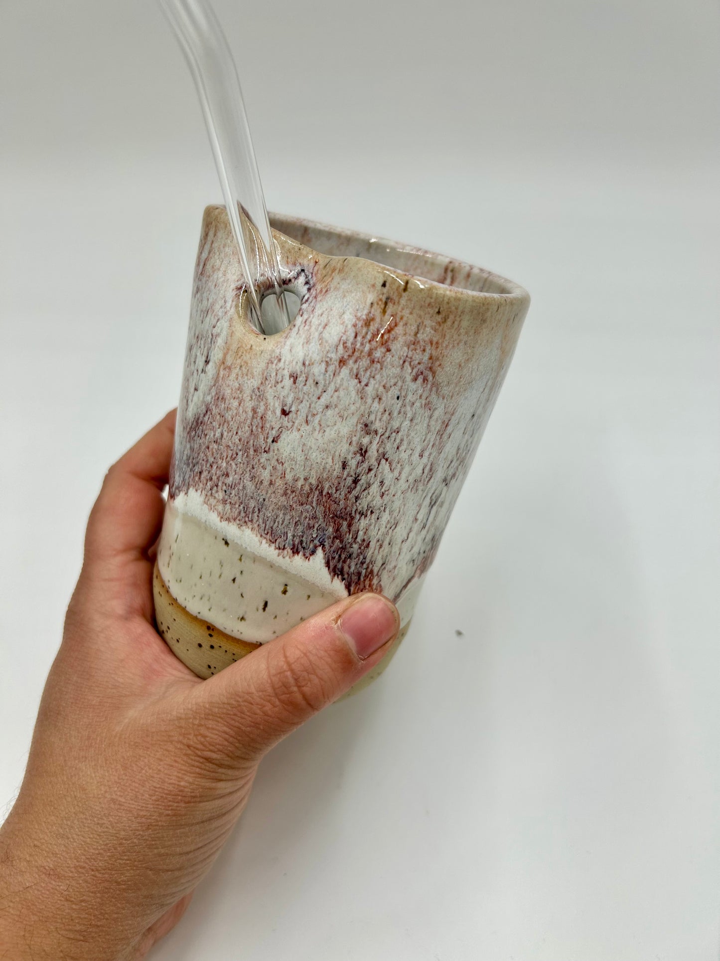 Cup with Straw Hole + Glass Straw - Sienna