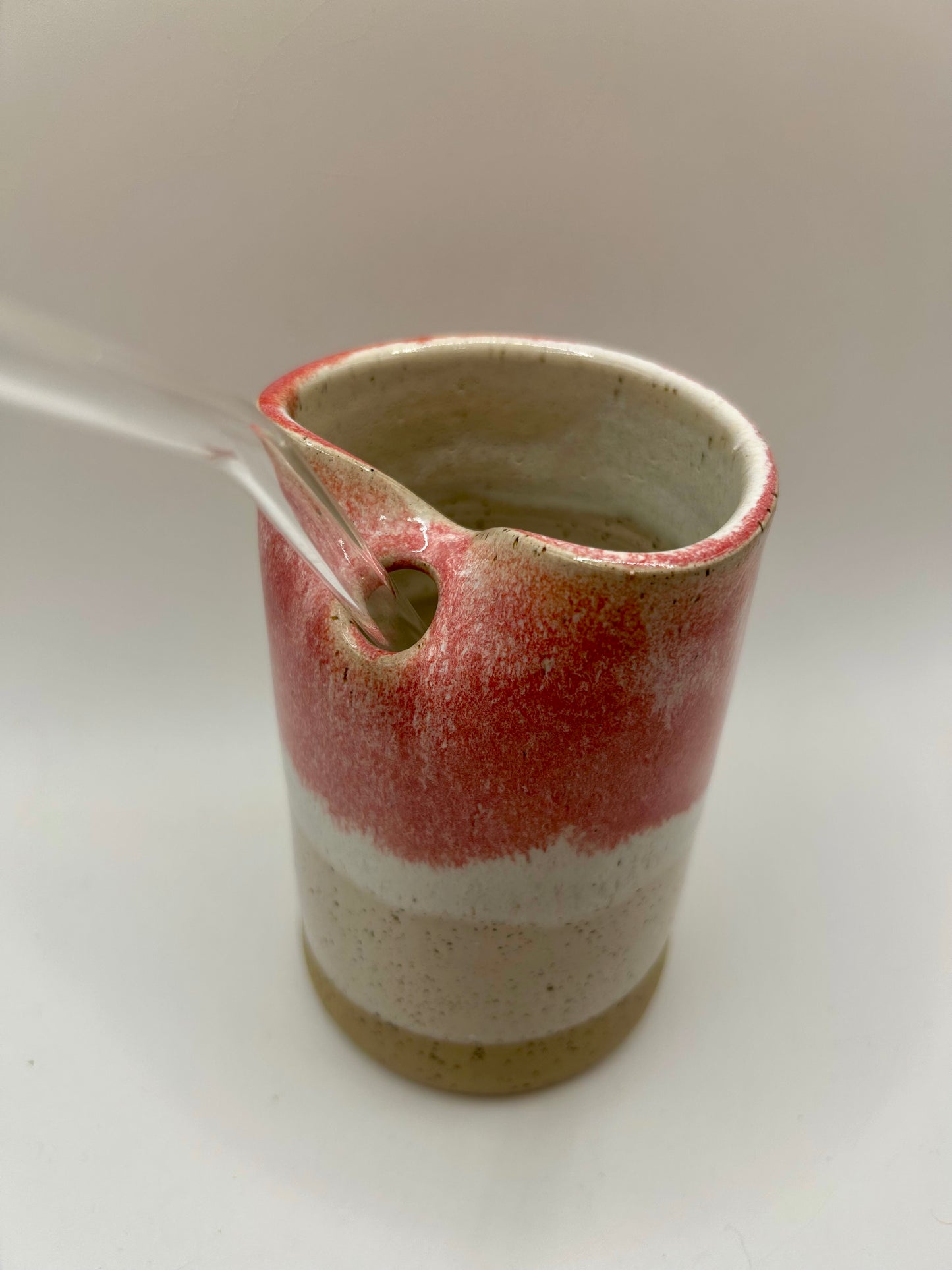 Cup with Straw Hole + Glass Straw - Raspberry