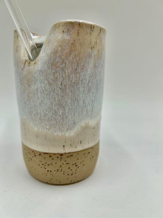 Cup with Straw Hole + Glass Straw - Ivory
