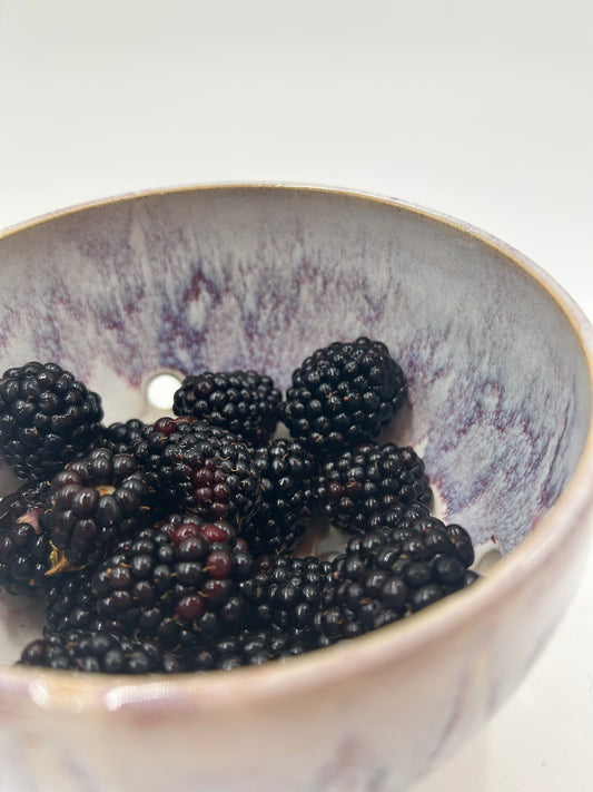 Berry Bowl – Rustic Colander & Fruit Strainer with Reactive Glaze - Merlot