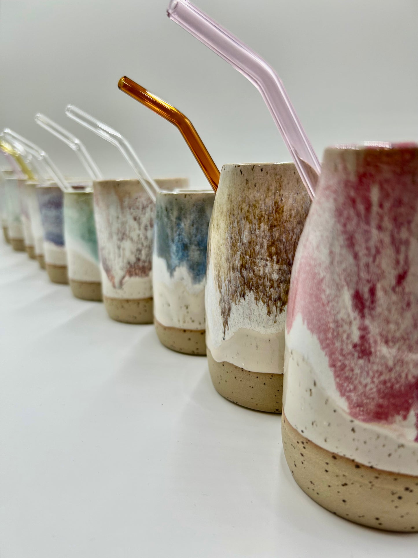 Cup with Straw Hole + Glass Straw - Iron