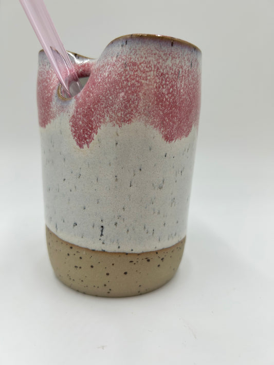 Cup with Straw Hole + Glass Straw - Pink 2